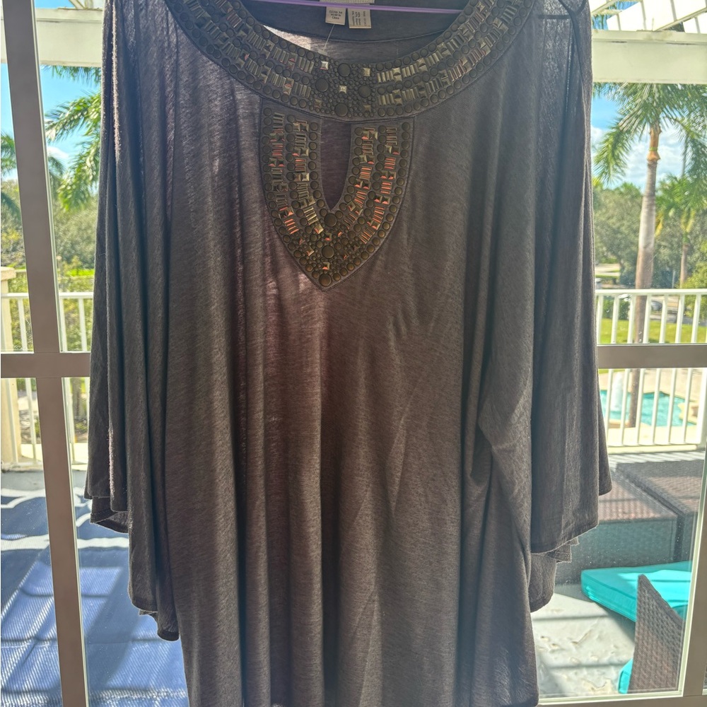 Boston Proper Metallic Embellished Tunic